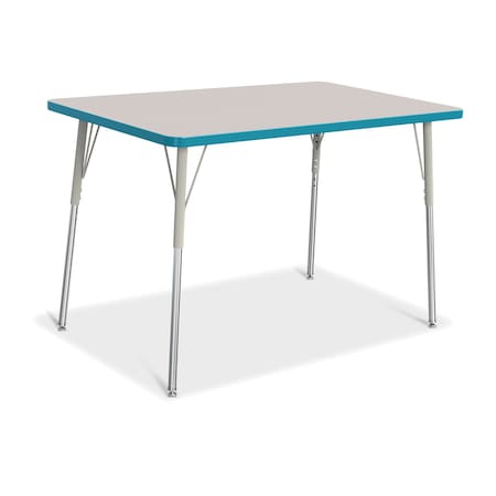 Jonti-Craft Berries Rectangle Activity Table, 30 in. x 48 in., A-height, Freckled Gray/Teal/Gray 6473JCA005